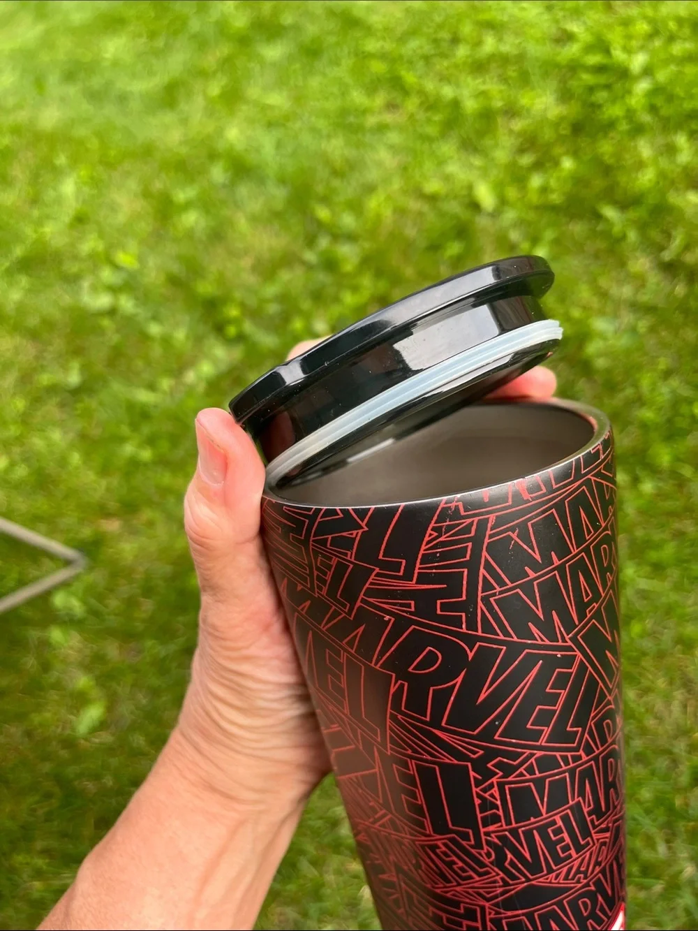 Corkcicle Black Tumbler with Red Logo Pattern - Corkcicle